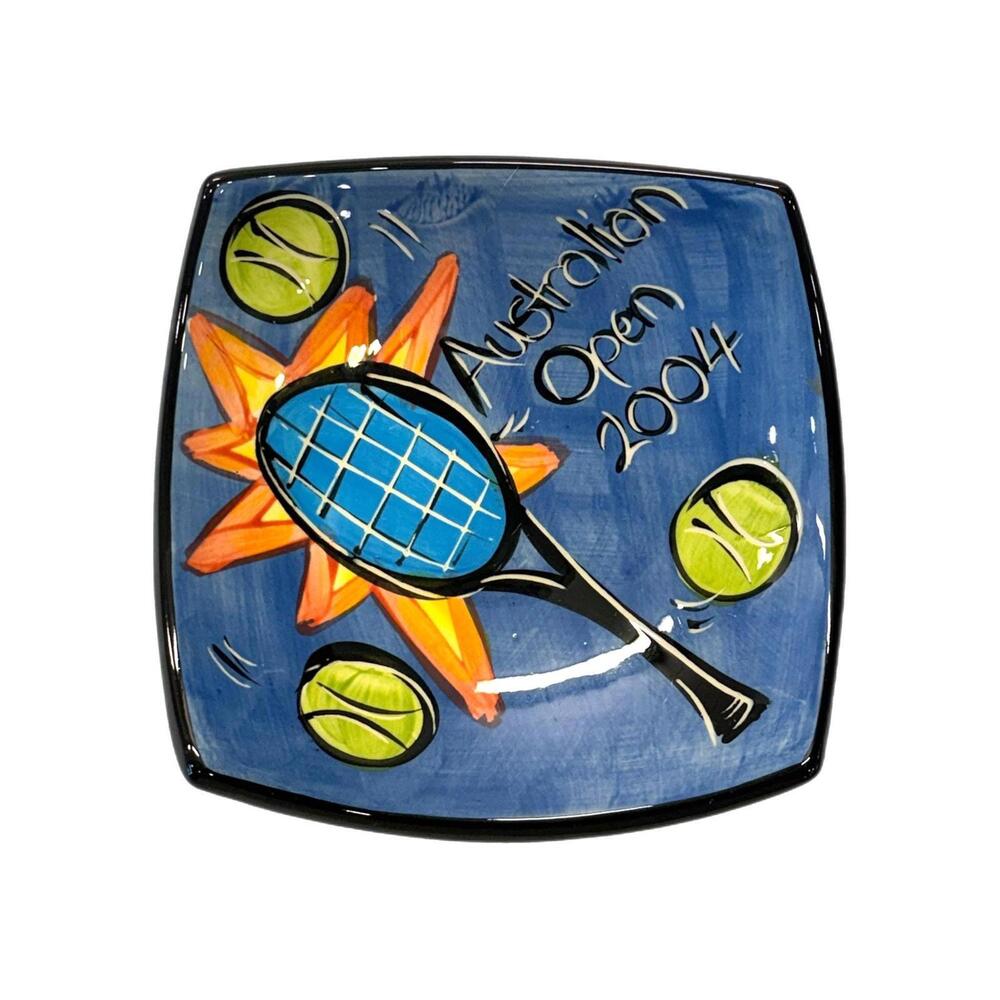 2004 Vintage Australian Open Tennis Decorative Ceramic Curved Plate Dish Bowl